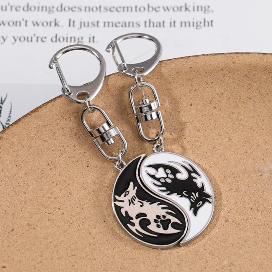 【並行輸入品】Holibanna Generic Couples Gifts 2Pcs Yang Keychain Inseparable Black_2