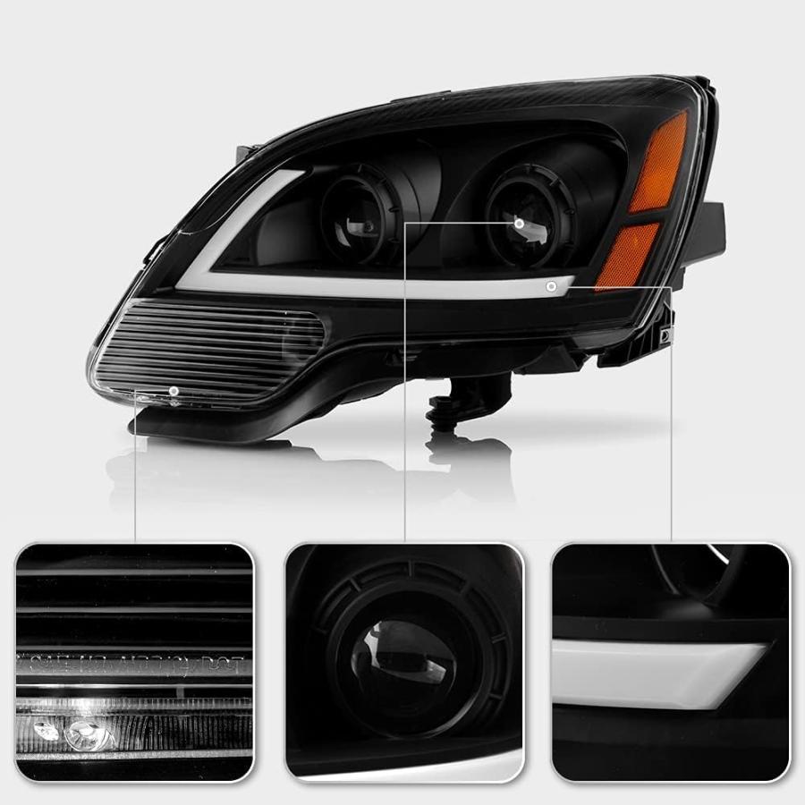 【並行輸入品】ACANII - [ハロゲンモデル] 2007-2012 GMC Acadia ブラック LED チューブ プロジェクター ヘッドライトの画像