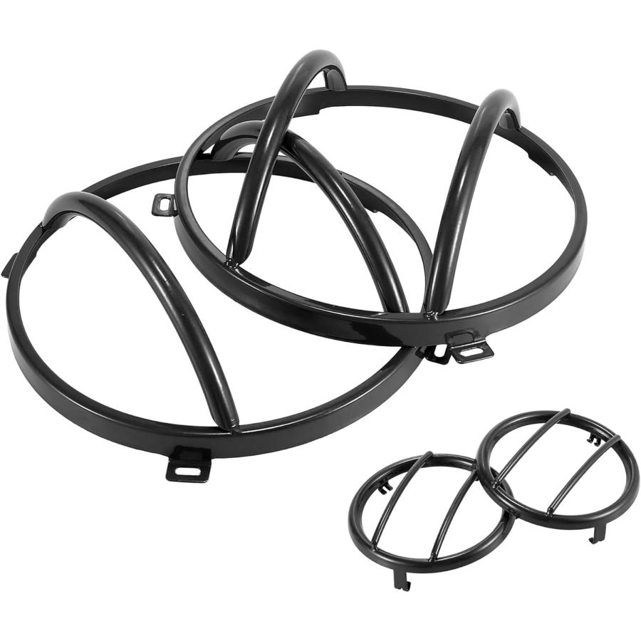 【並行輸入品】X AUTOHAUX ヘッドライトウィンカーグリルガードプロテクターカバーキット ジープ ラングラー JK ブラック ヘッドライト ウィの画像