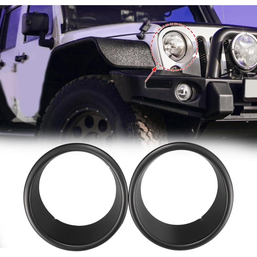 【並行輸入品】X AUTOHAUX Pair Black Exterior Front Headlight Cover Trim Sticker AB_1