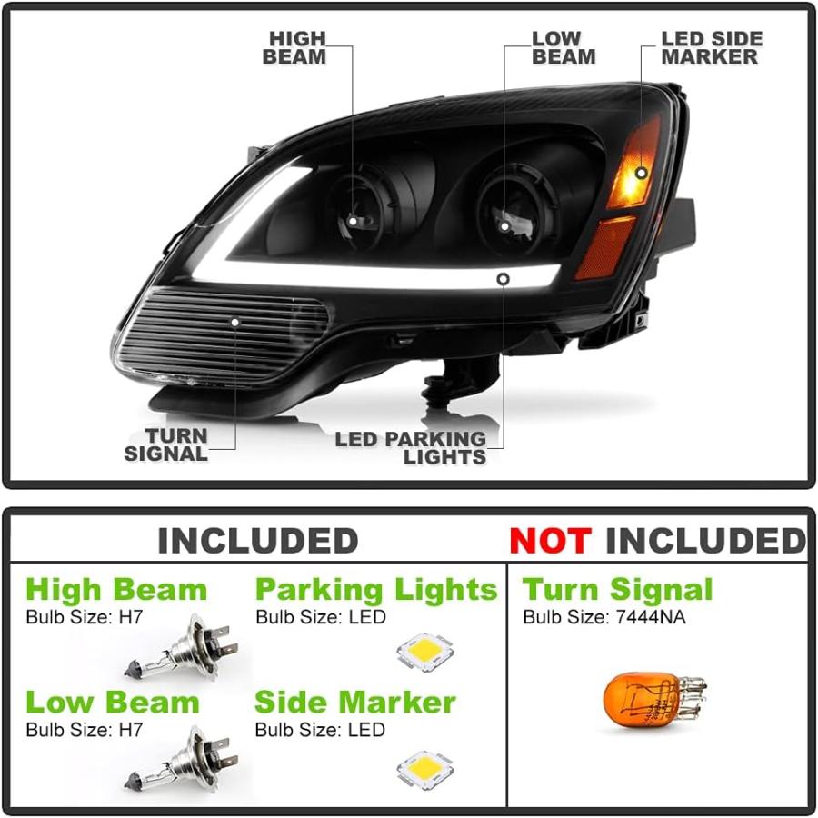 【並行輸入品】VIPMOTOZ LEDチューブ ハロゲン デュアルプロジェクター ヘッドライト ランプ 2007-2012 GMC Acadia対応の画像