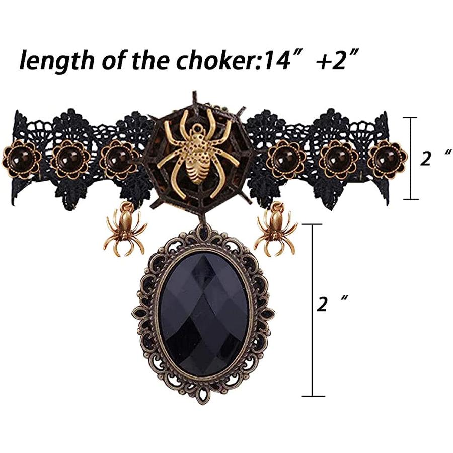 【並行輸入品】Yfstyle ハロウィンテーマネックレス ブラックレース ゴシックチョーカーネックレス パンプキンゴーストペンダント ロングレイヤード