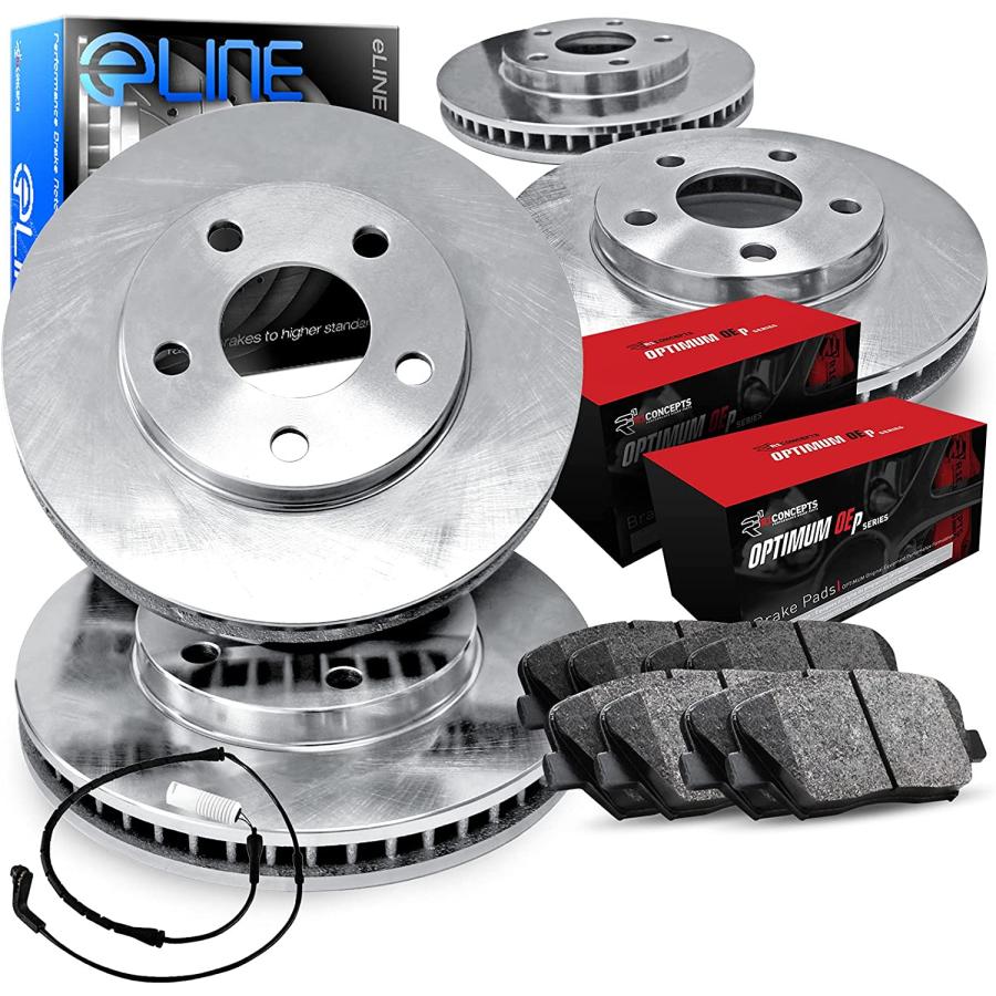 R1 Concepts Front Rear Brakes and Rotors Kit Front Rear Brake Pads