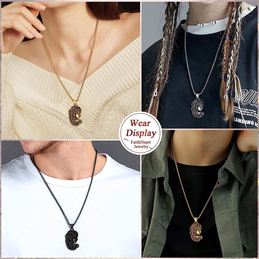 【並行輸入品】FaithHeart メデューサペンダントネックレス レディース メンズ ステンレススチール/18Kゴールドメッキ 古代ギリシャジュエリ_4