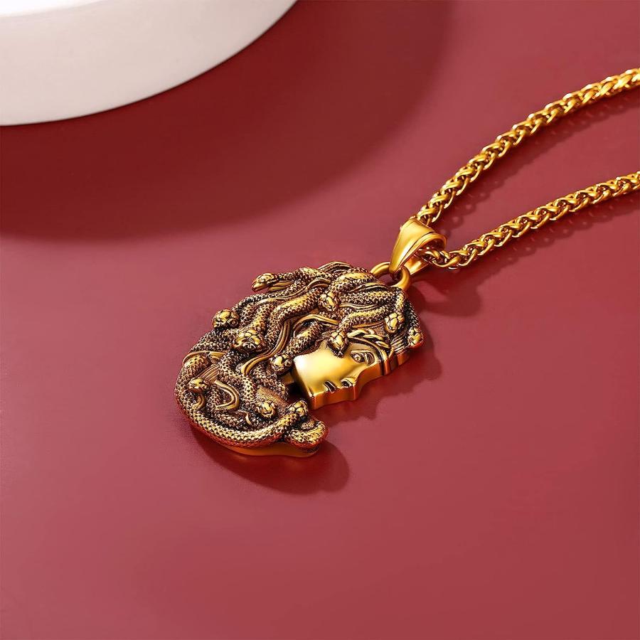【並行輸入品】FaithHeart メデューサペンダントネックレス レディース メンズ ステンレススチール/18Kゴールドメッキ 古代ギリシャジュエリ_8