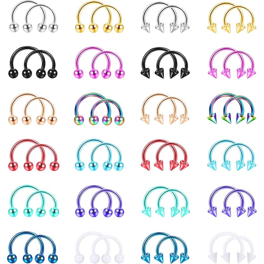 【並行輸入品】 ORAZIO セプタムジュエリー 16G サージカルスチール 鼻セプタムリング スマイリーピアス ジュエリー ローズゴールド ブラック... Black Red