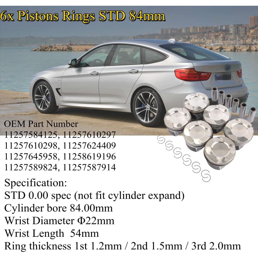 Tabamy 6 x ピストンリング STD 84mm 22mm B-M-W M135i M235i X3 Tabamy 6 x ピストンリング STD 84mm 22mm B-M-W M135i M235i X3