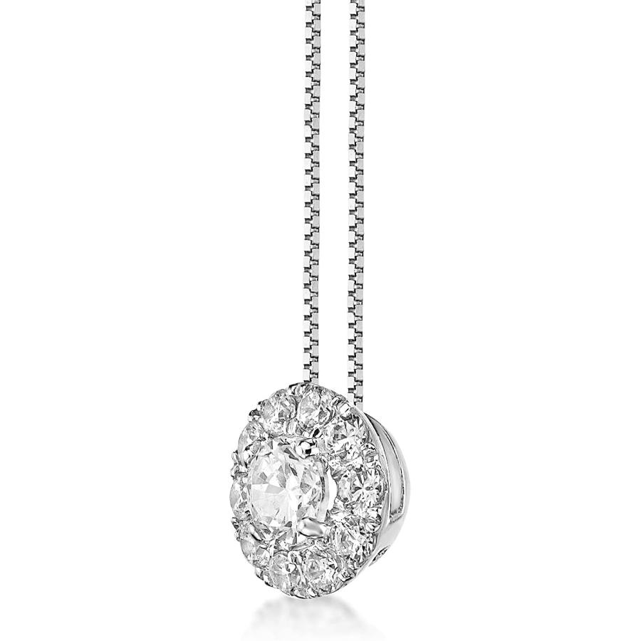 【並行輸入品】1/2 Carat Lab Grown Diamond Round Halo Pendant Necklace for Women inの画像