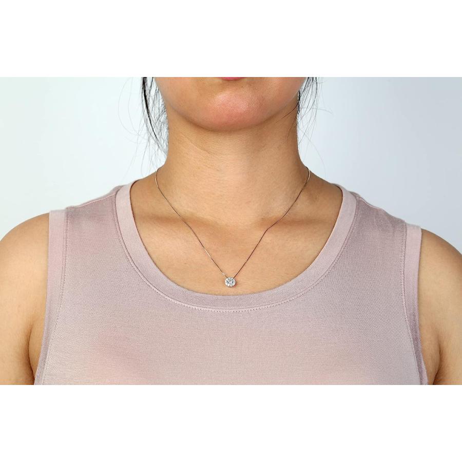 【並行輸入品】1/2 Carat Lab Grown Diamond Round Halo Pendant Necklace for Women inの画像