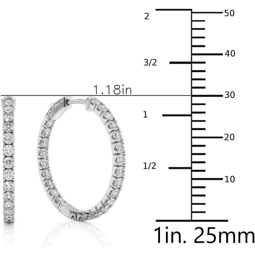 【並行輸入品】4 1/4 Carat Moissanite Inside Out Hoop Earrings for Women in 925 Steの画像