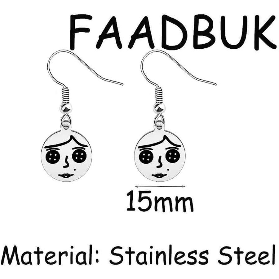 FAADBUK コララインからインスピレーションを得たギフト コララインフェイスイヤリング ハロウィンイヤリング 彼女に  金属  ステンレススチール 　並行輸入品｜dep-dreamfactory｜02