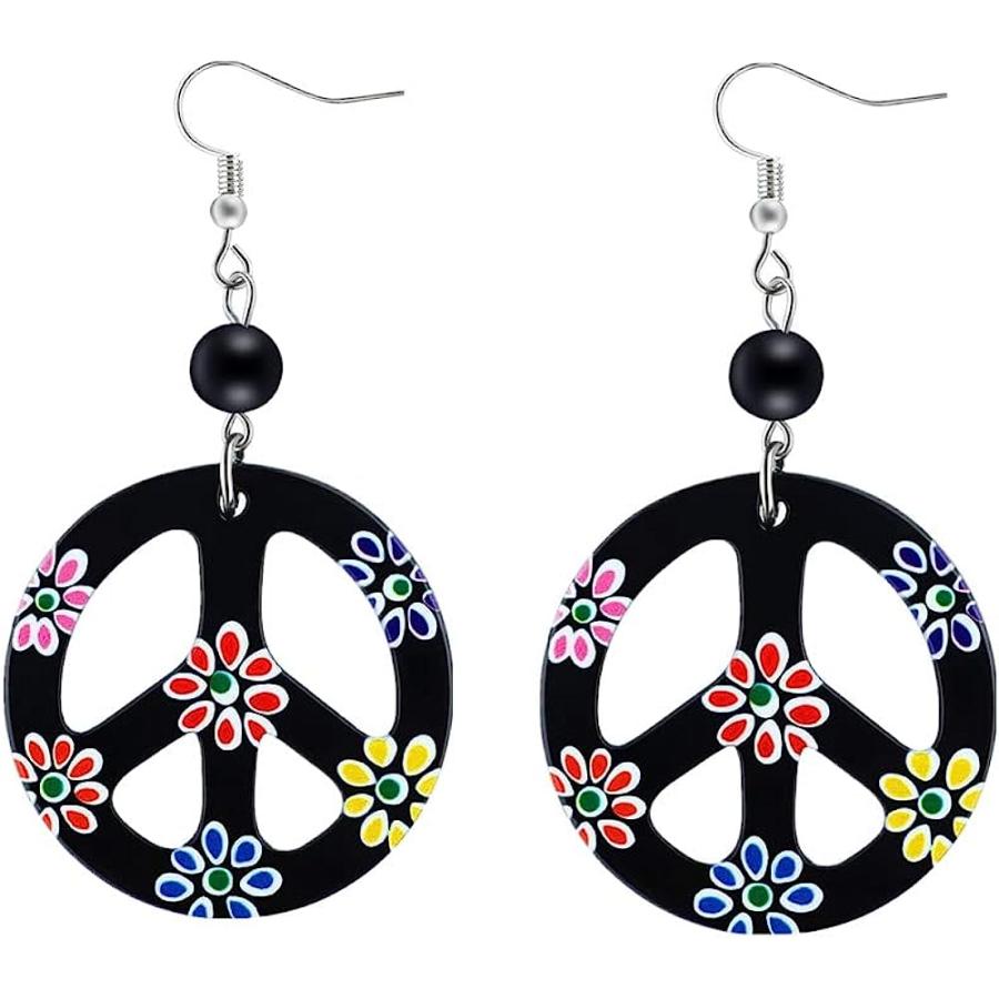 Orecchini hippie con simboli di pace