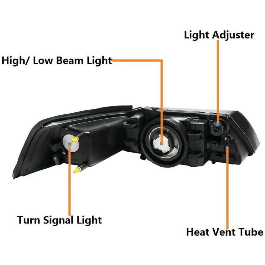 【並行輸入品】ROXX Headlights for For 1999-2004 Ford Mustang V6 GT SVT Cobra Blackの画像
