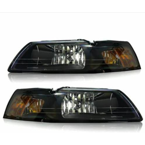 【並行輸入品】ROXX Headlights for For 1999-2004 Ford Mustang V6 GT SVT Cobra Blackの画像