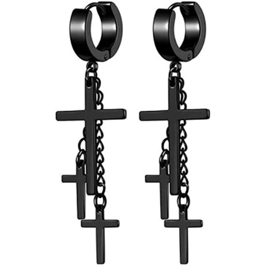lunaluna☆ ツイストフープピアス　クロスペンダント 並行輸入品】MiniJewelry クロスピアス 3つ レディース メンズ クロス