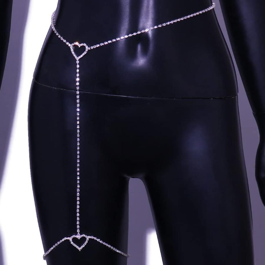 【並行輸入品】Asooll Silver Crystal Leg Chain Glitter Love Thigh Chain Rhinestone_2