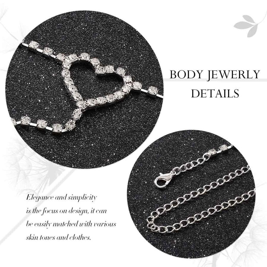 【並行輸入品】Asooll Silver Crystal Leg Chain Glitter Love Thigh Chain Rhinestone_4