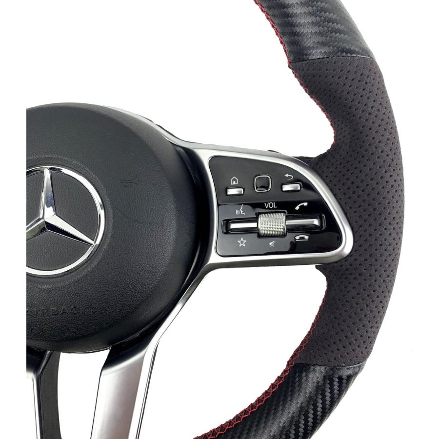 Hand-Stitch Wheel Wrap Black Suede Red Color Marker Strip Auto Steering Wheel Skin Cover Fit for Mercedes W177 W205 C118 C257 W213 W463 H247 X247 X｜dep-dreamfactory｜04