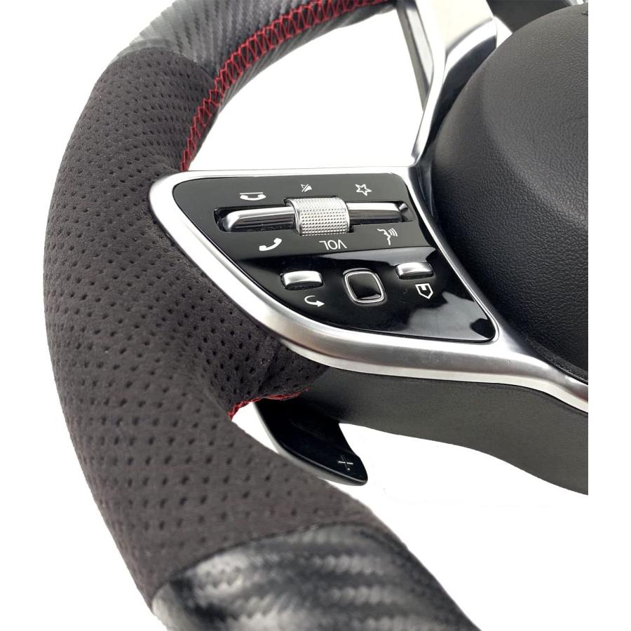 Hand-Stitch Wheel Wrap Black Suede Red Color Marker Strip Auto Steering Wheel Skin Cover Fit for Mercedes W177 W205 C118 C257 W213 W463 H247 X247 X｜dep-dreamfactory｜06