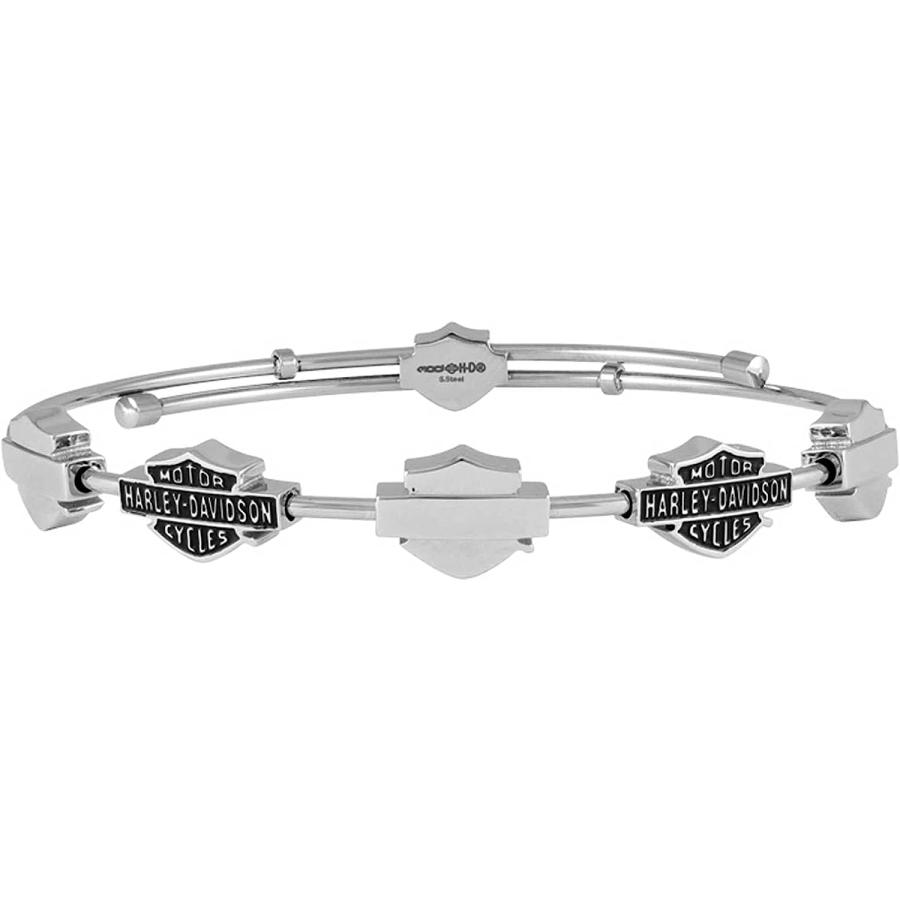 【並行輸入品】Harley-Davidson Women's Multiple Bar & Shield Logos Bangle  Silver H