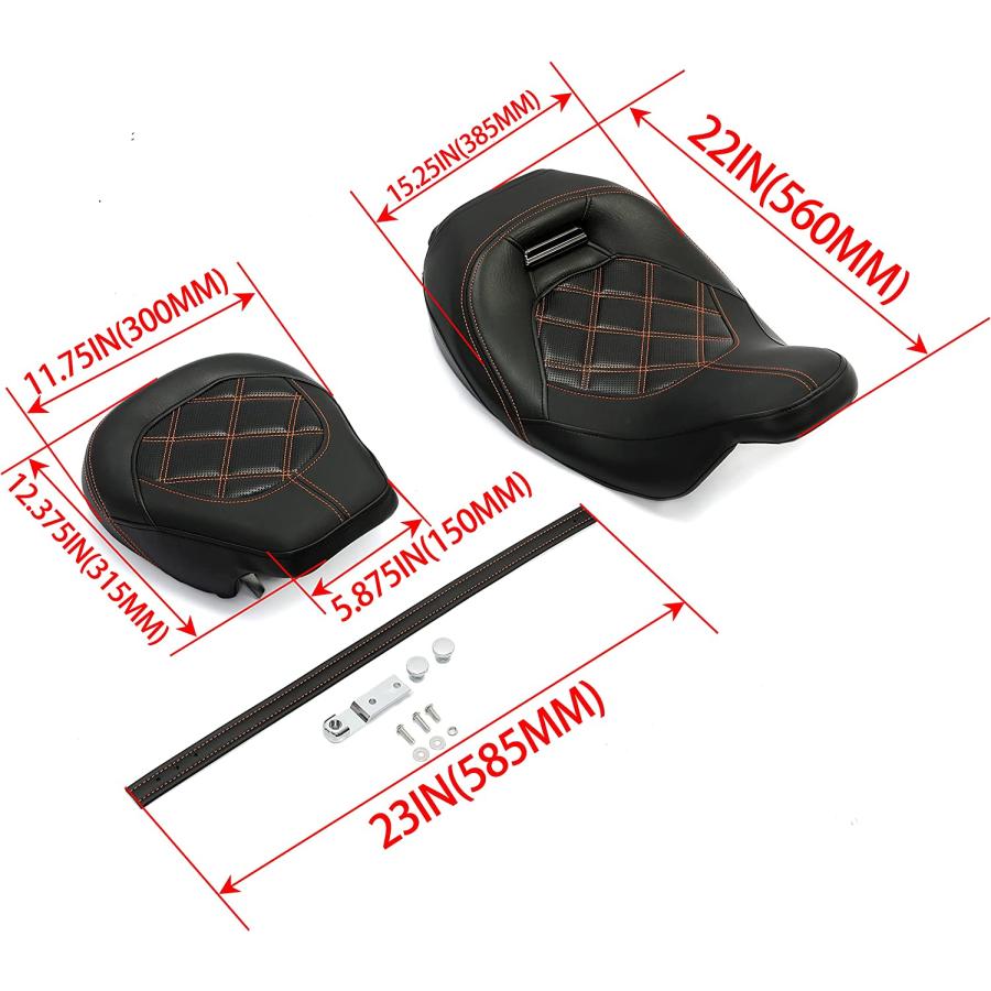 【並行輸入品】KUAFU ロープロファイルライダーパッセンジャーピリオンシート 2009-2021 Harley Davidson Touring R_2