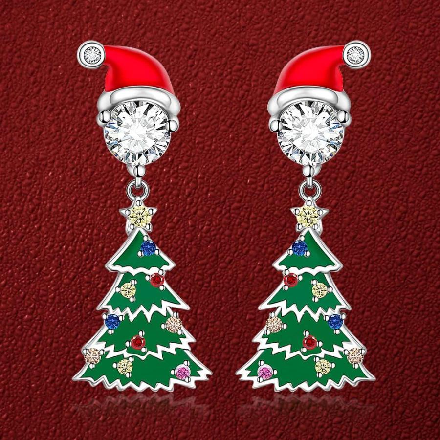 並行輸入品】Christmas Tree Earrings for Women Sterling Silver