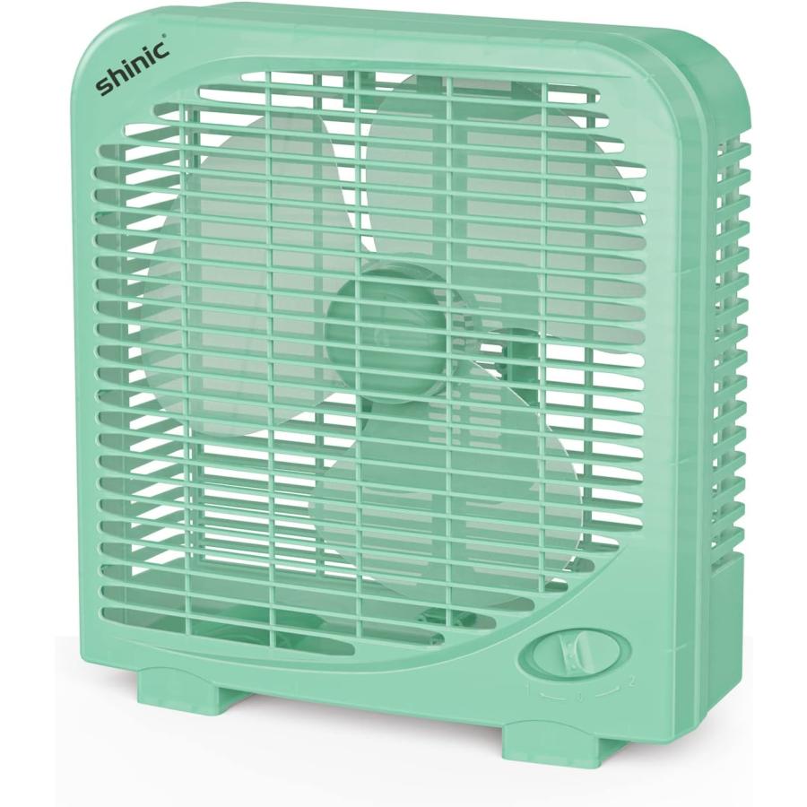 shinic Box Fan 10 Inch 2 Speeds Table Fan with Strong Airflow Energy