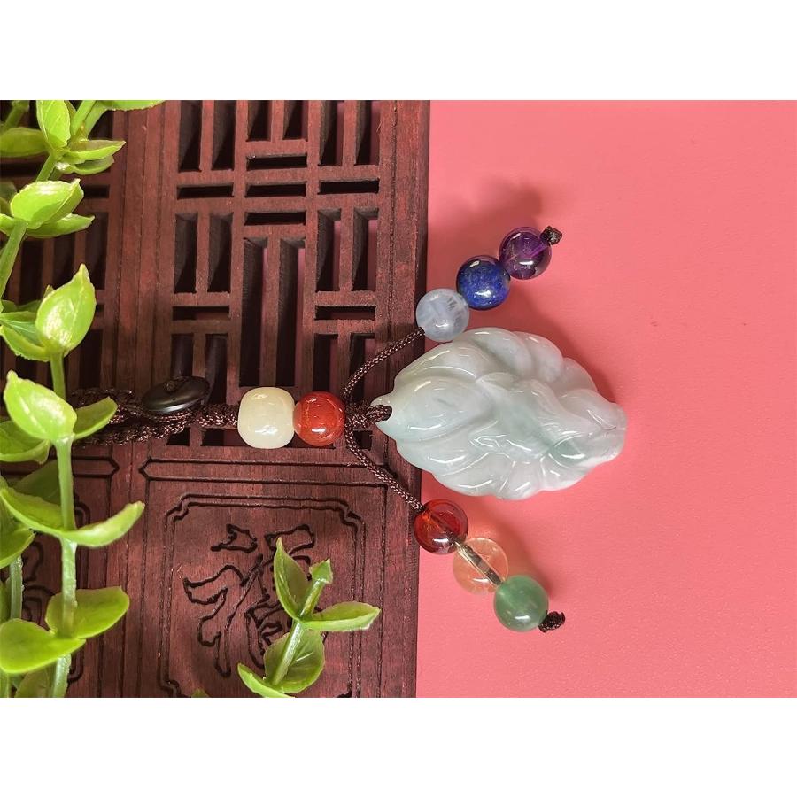 【並行輸入品】Qordelia Natural Jade Fox Pendant with 7 Chakra Gemstone Keychain Ke_2