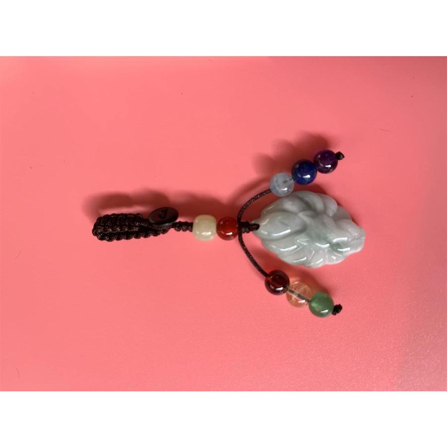 【並行輸入品】Qordelia Natural Jade Fox Pendant with 7 Chakra Gemstone Keychain Ke_3