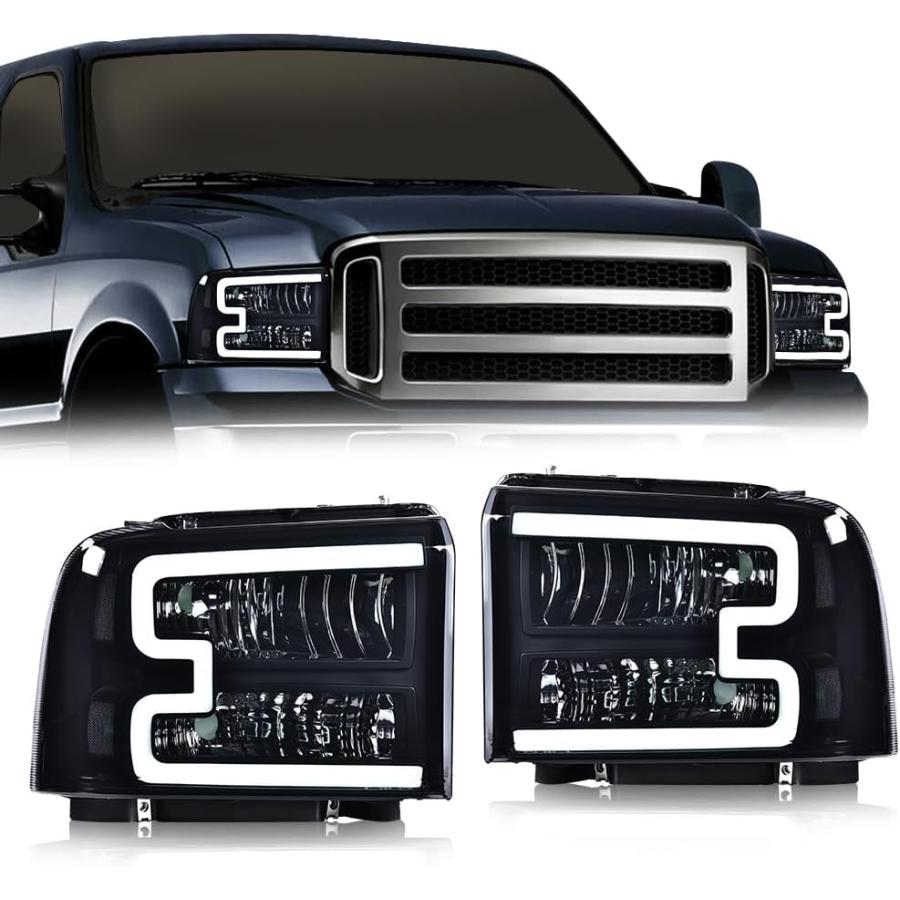 【並行輸入品】VRracing LED DRL BAR ヘッドライトアセンブリ 2005-2007 Ford F250 F350 F450 F550_1
