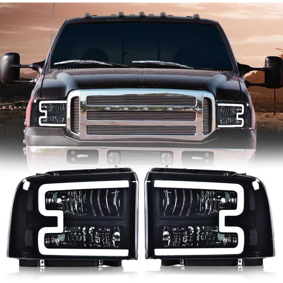 【並行輸入品】VRracing LED DRL BAR ヘッドライトアセンブリ 2005-2007 Ford F250 F350 F450 F550_8