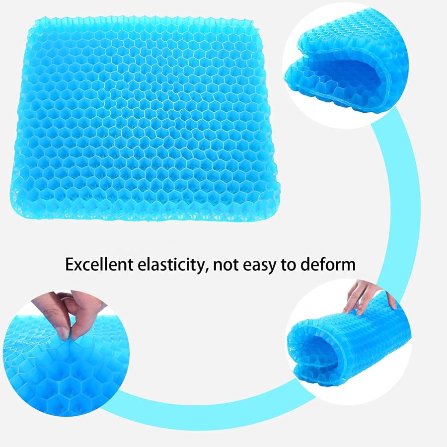 売り切り商品 Gel Seat Cushion 2.4 Inch Thick Double Thicken Layer Relief Tailbone Pressure Breathable Honeycomb Design Gel Cushion with Washable Non-Slip Cov