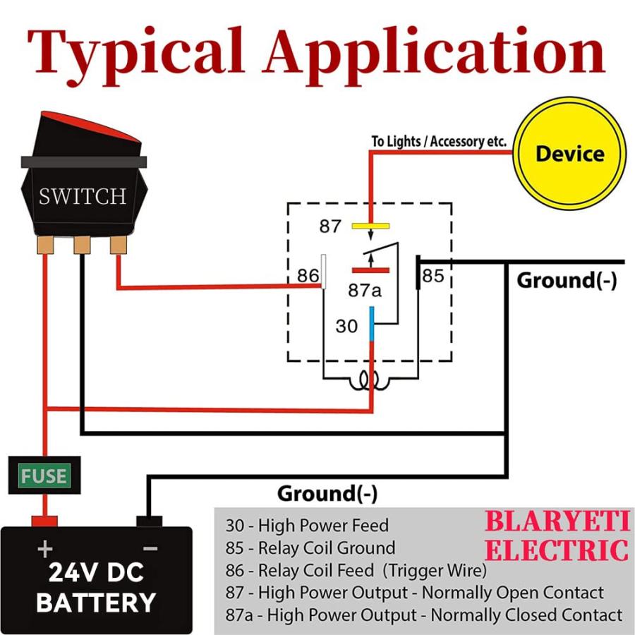 並行輸入品】BLARYETI JD2914 Automotive Relay 5-Pin 40A 24V SPDT