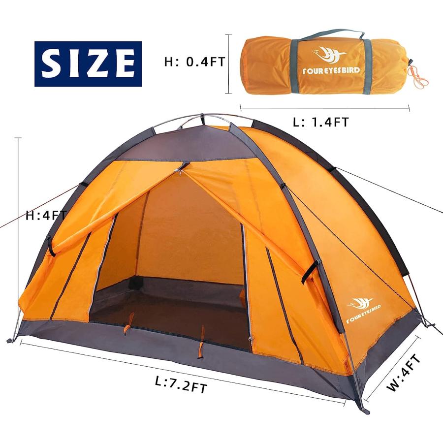 Arctic Lemmings 7.2×4×4フィート シングルバックパックテント、防水キャンプやハイキングテントは一人で使え、軽くて丈夫(オレンジ)　並行輸入品｜dep-dreamfactory｜02
