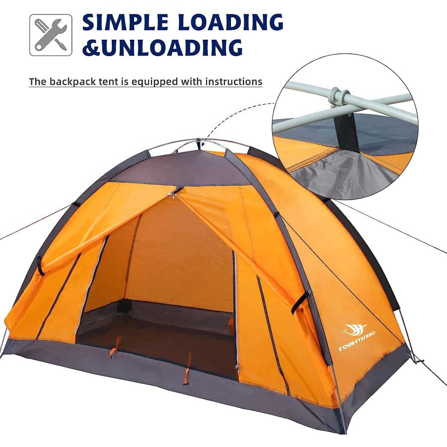 Arctic Lemmings 7.2×4×4フィート シングルバックパックテント、防水キャンプやハイキングテントは一人で使え、軽くて丈夫(オレンジ)　並行輸入品｜dep-dreamfactory｜04
