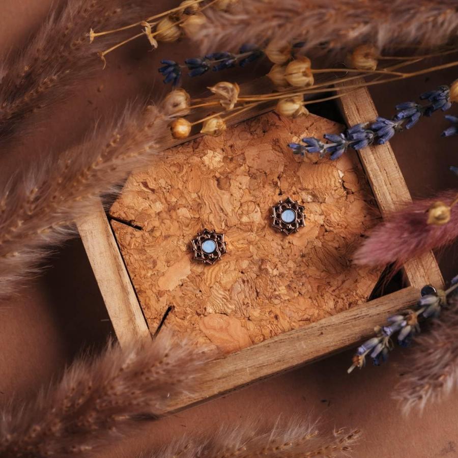 【並行輸入品】HOLZKERN コンポジションイヤリング 24Kゴールドイヤリング レディース リアルゴールドとブルー真珠層 金メッキ ステンレススチ