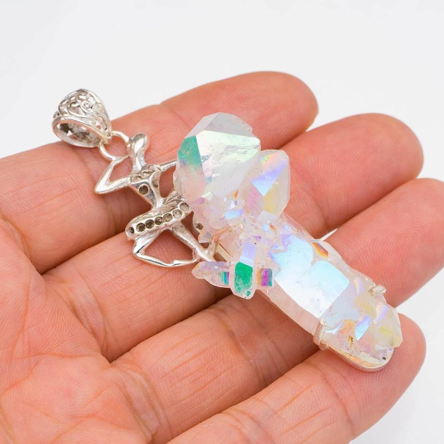 【並行輸入品】StarGems Natural Angle Aura Quartz Titanium Coated Amethyst Tree Han_2