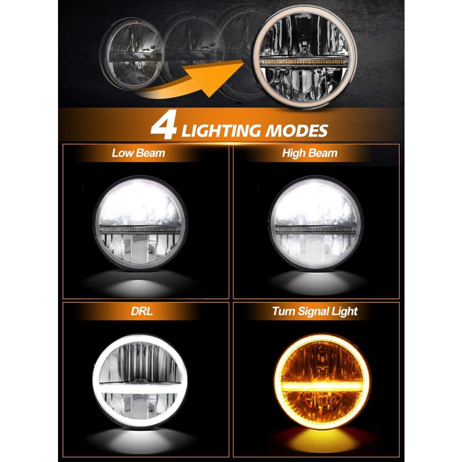 並行輸入品】MAYELLO 7インチ LEDヘッドライト アンバー&ホワイト