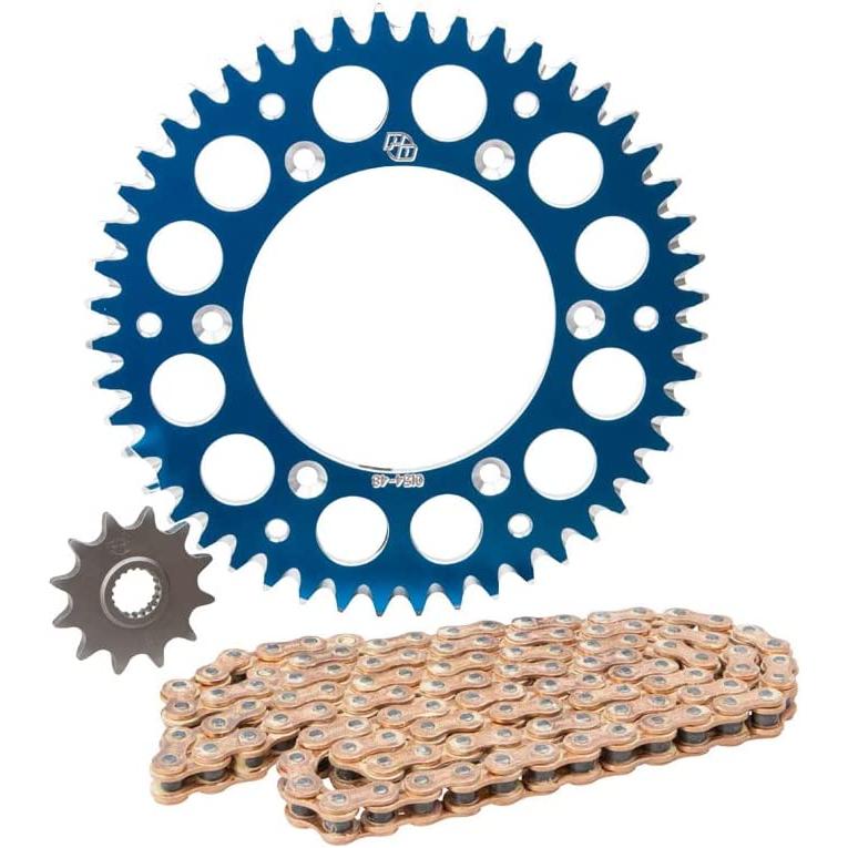 Primary Drive Alloy Kit & Gold Plated MX Race Chain Blue Rear Sprocket ...