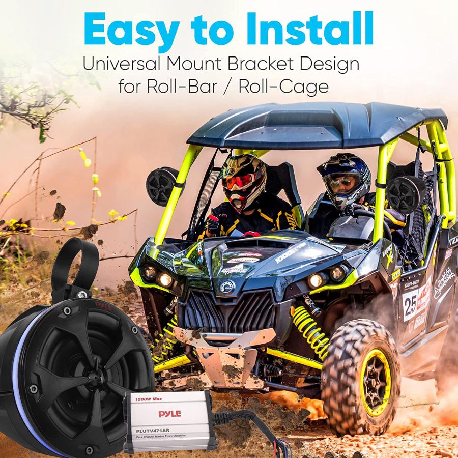 【並行輸入品】PyleUsa Waterproof Off-Road Speakers with Amplifier 4 Inch 800W 4-Chの画像
