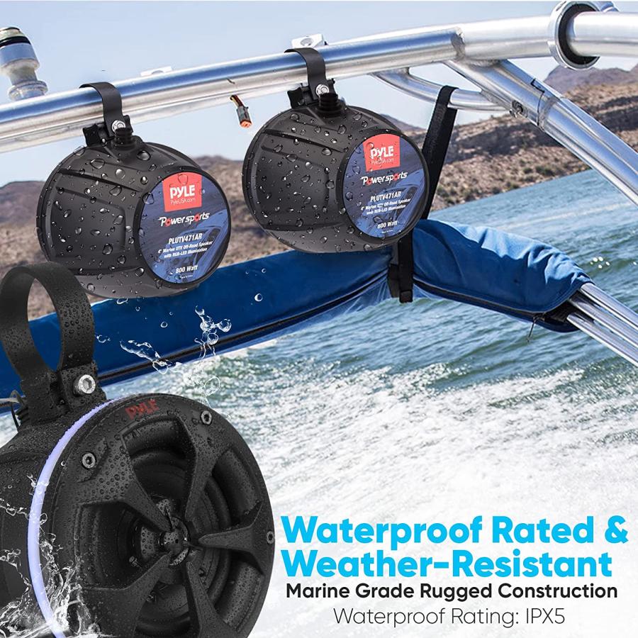 【並行輸入品】PyleUsa Waterproof Off-Road Speakers with Amplifier 4 Inch 800W 4-Chの画像