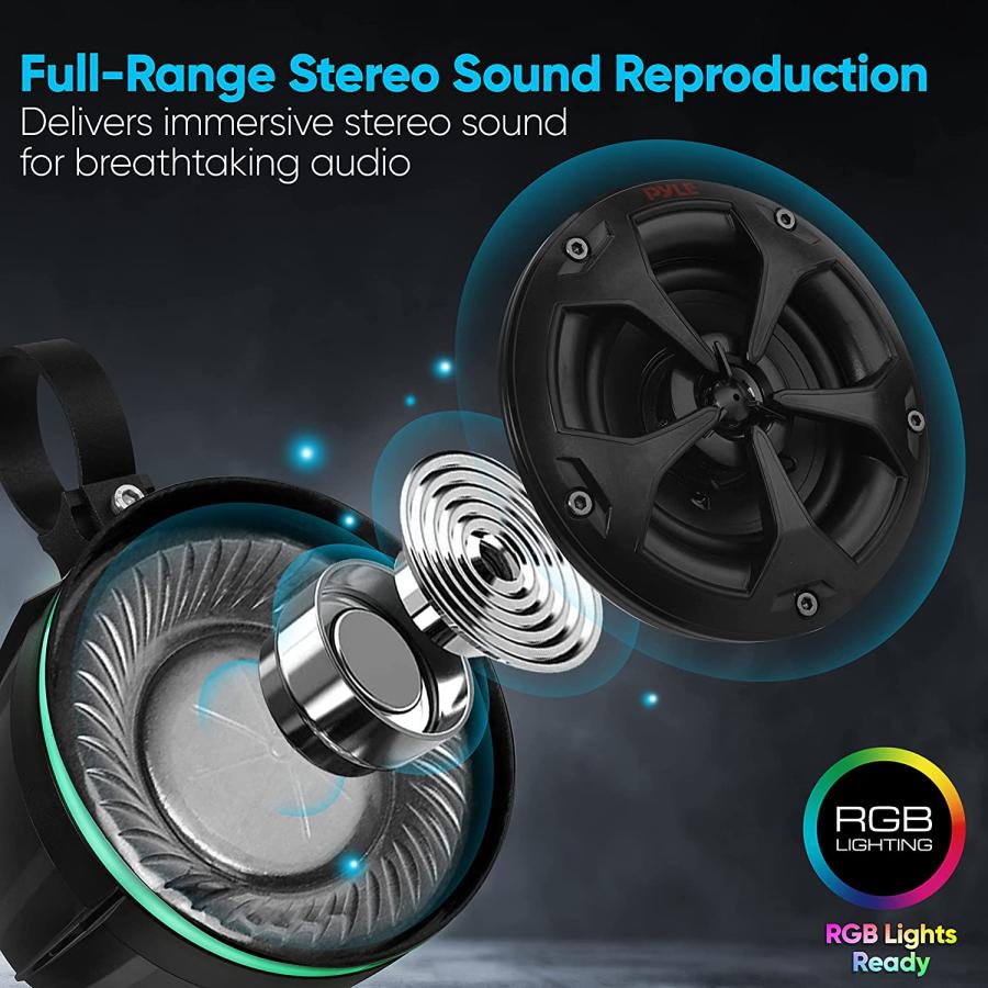 【並行輸入品】PyleUsa Waterproof Off-Road Speakers with Amplifier 4 Inch 800W 4-Chの画像