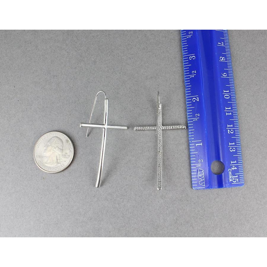 【並行輸入品】Silver Cross dangle earrings 2 inches long lightweight cross pendant_2