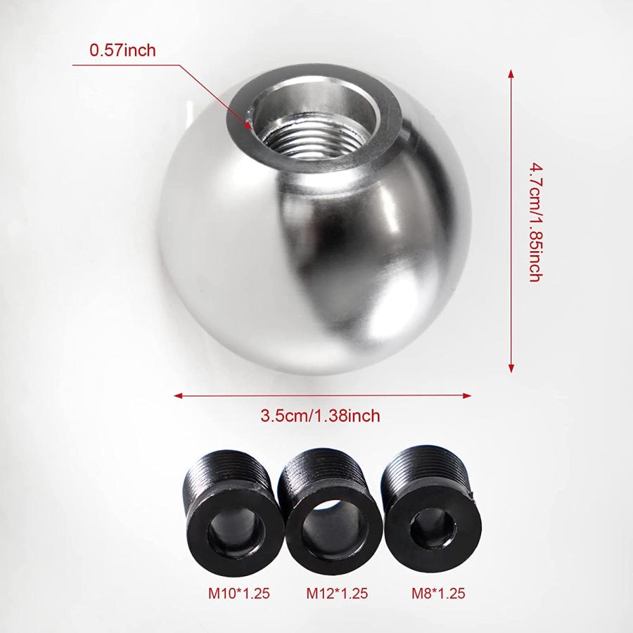 YIUIY Universal Round Ball Gear Shift Knob Chrome Finish Aluminum Shifter K