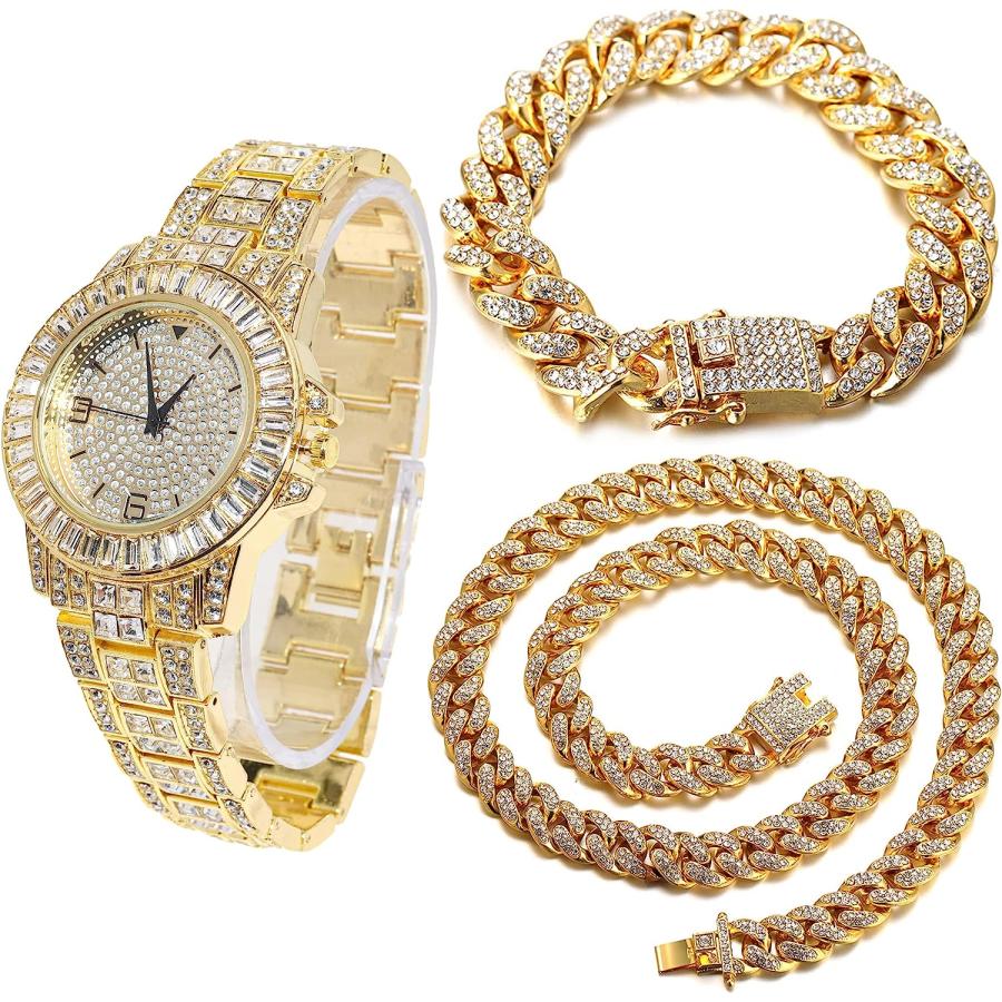 並行輸入品】Halukakah Diamonds Gold Watch Iced Out Men