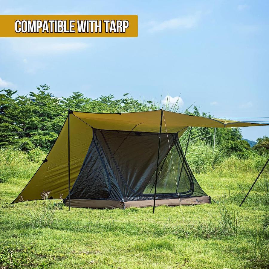 ONETIGRIS 大人2-3人用テントタープセット 並行輸入品】OneTigris 2人用 メッシュテント 3つの開口部