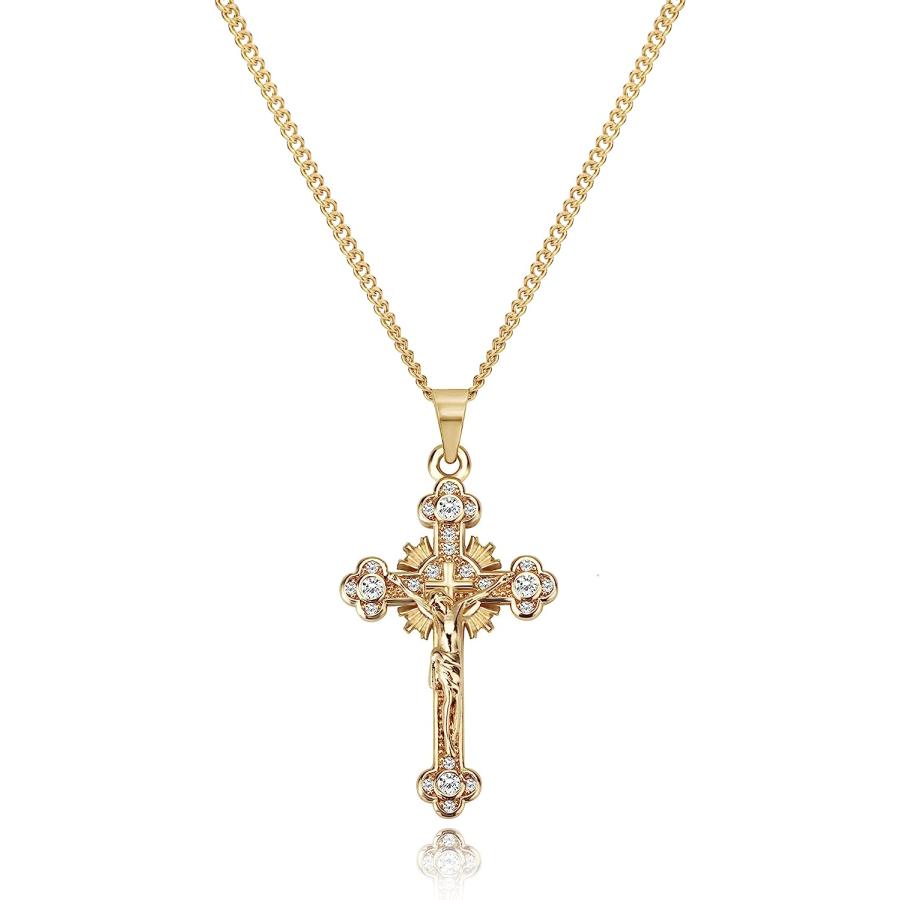 美しい 18K 金メッキの十字架ネックレス 並行輸入品】十字架ネックレス レディース 18Kゴールドメッキ