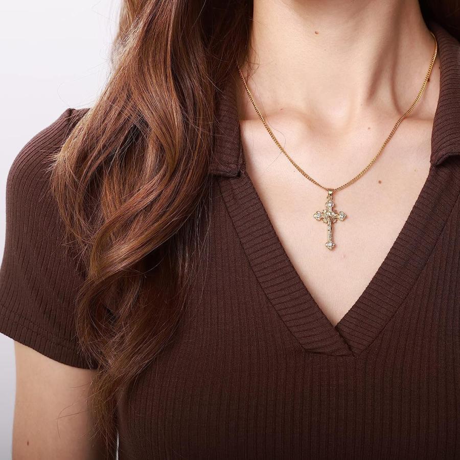 美しい 18K 金メッキの十字架ネックレス 並行輸入品】十字架ネックレス レディース 18Kゴールドメッキ