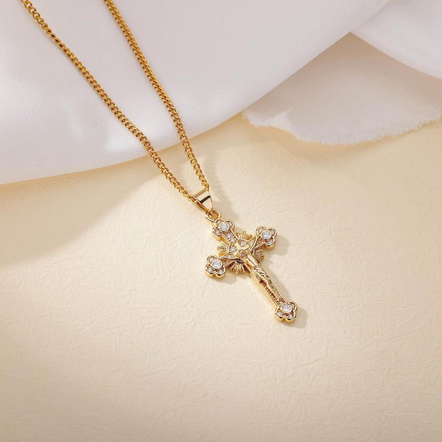 美しい 18K 金メッキの十字架ネックレス 並行輸入品】十字架ネックレス レディース 18Kゴールドメッキ