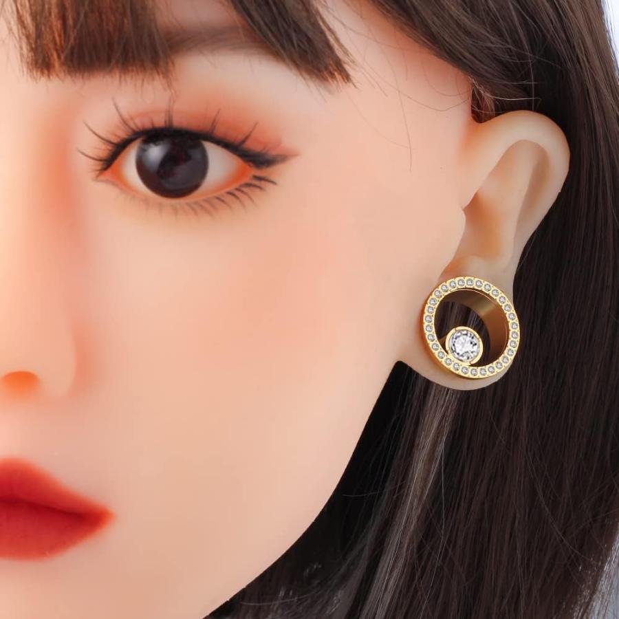 【並行輸入品】Earblity Crystalsシルバーイヤープラグゲージ ステンレススチール イヤートンネル ストレッチャー ピアス ボディジュエリ_2
